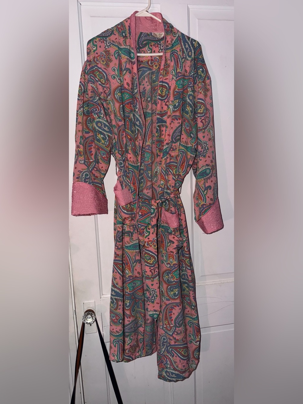 Vintage Victoria Secret Pink Paisley Robe with Belt